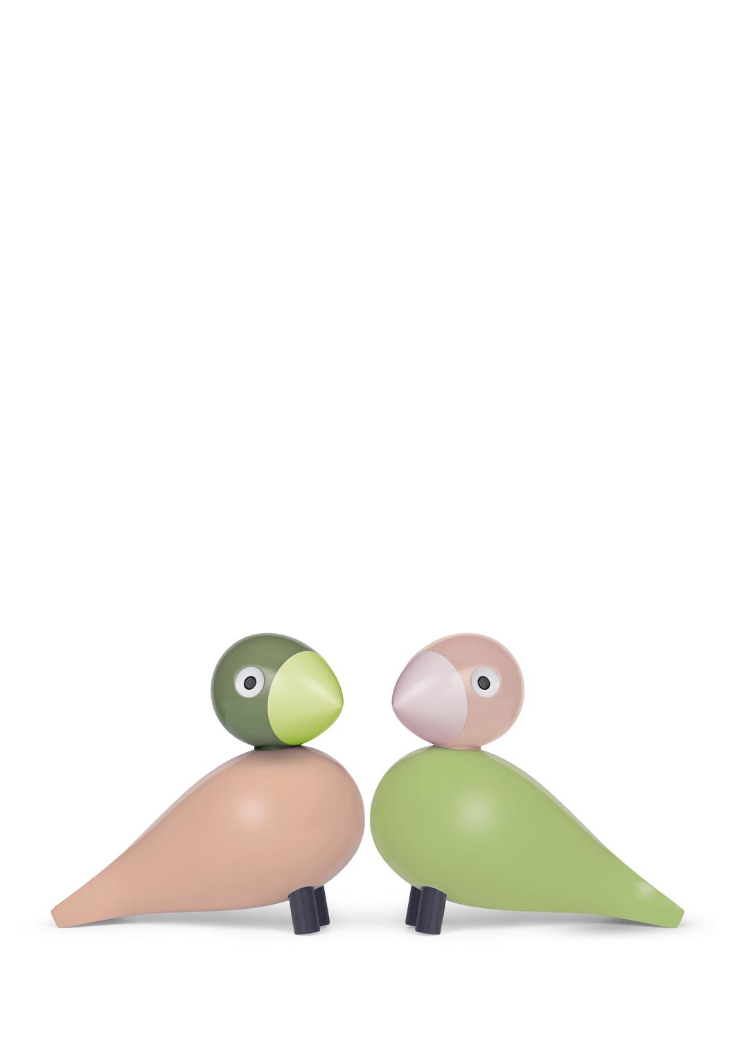 Turtelduer, grøn/rosa - 2 stk.